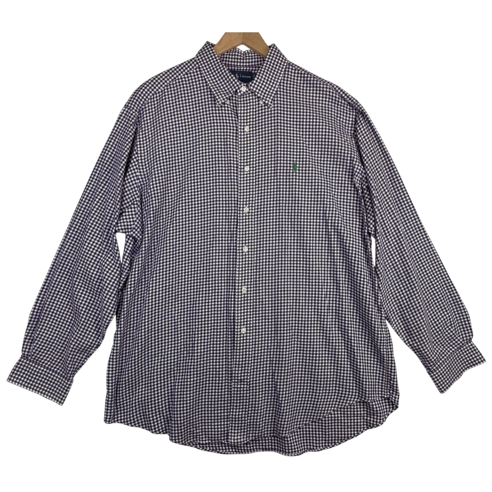 Ralph Lauren Polo Purple & White Checked Long Sleeve Button Down Flannel Sz Xl